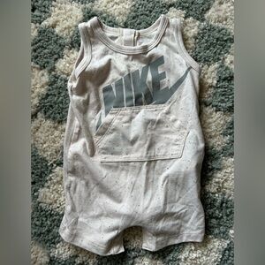 Sleeveless speckled Nike, baby romper, bodysuit, onesie, cream, beige
